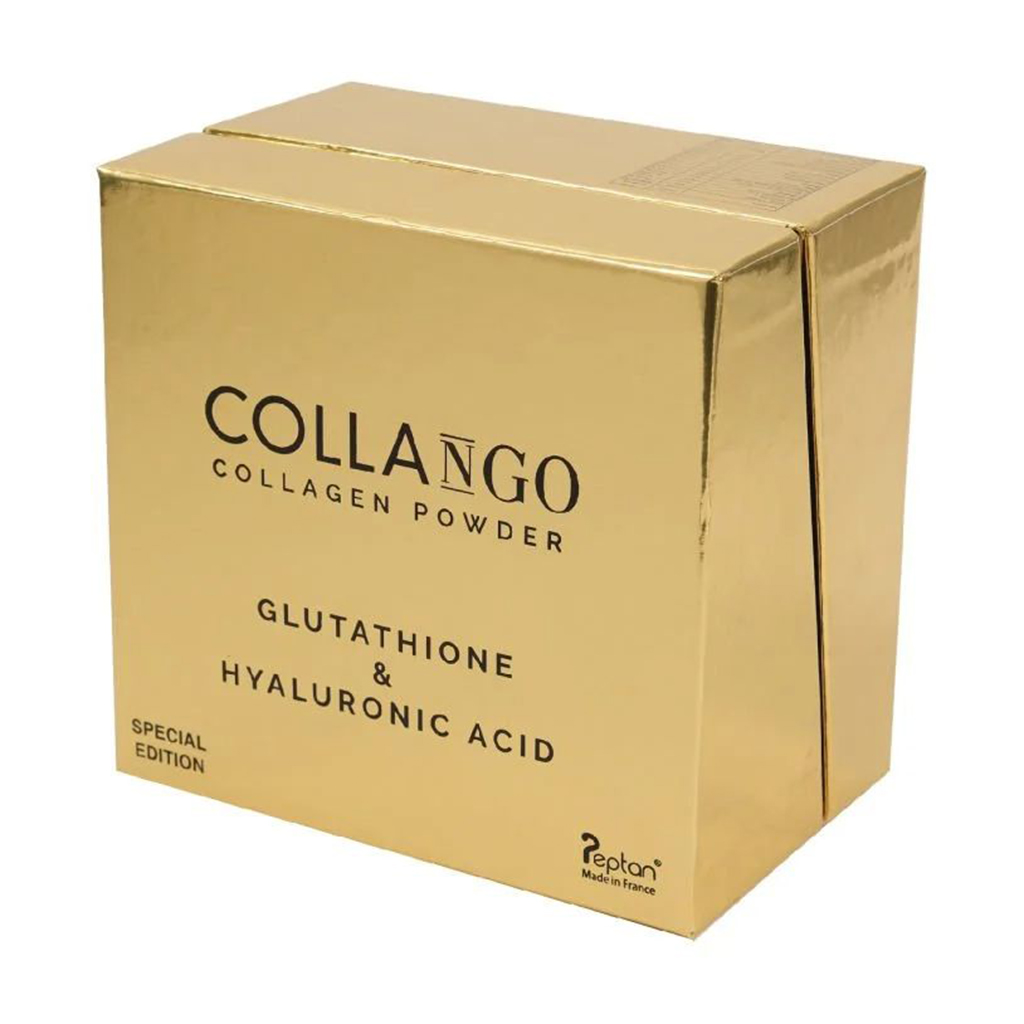 Колаген Collango Collagen Powder Glutathione &amp; Hyaluronic Acid з глутатіоном та гіалуроновою кислотой, золота упаковка, в порошку, 30*11.5 г